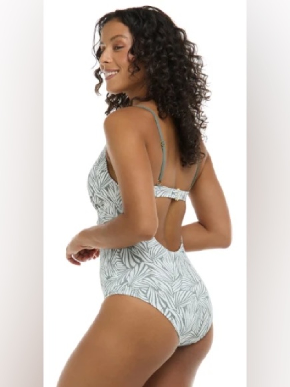 Leilani Green & White Patterned Women’s Swim Top